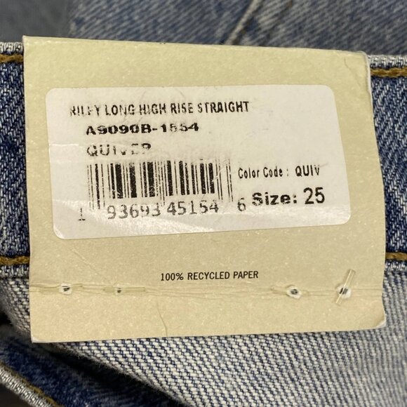 NEW AGOLDE Riley Long High Rise Straight Jeans • Size 25 • Quiver Distressed - Picture 4 of 11